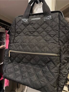 Joan & David Nylon Black Backpack/Tote/Diaper Bag WITH Travel Pouch & Bottles